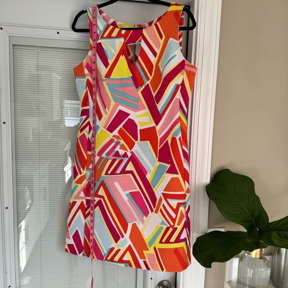 RN Studio Bright Geometric Print Dress With Key Hole Neck Line Size 10 - Picture 10 of 11
